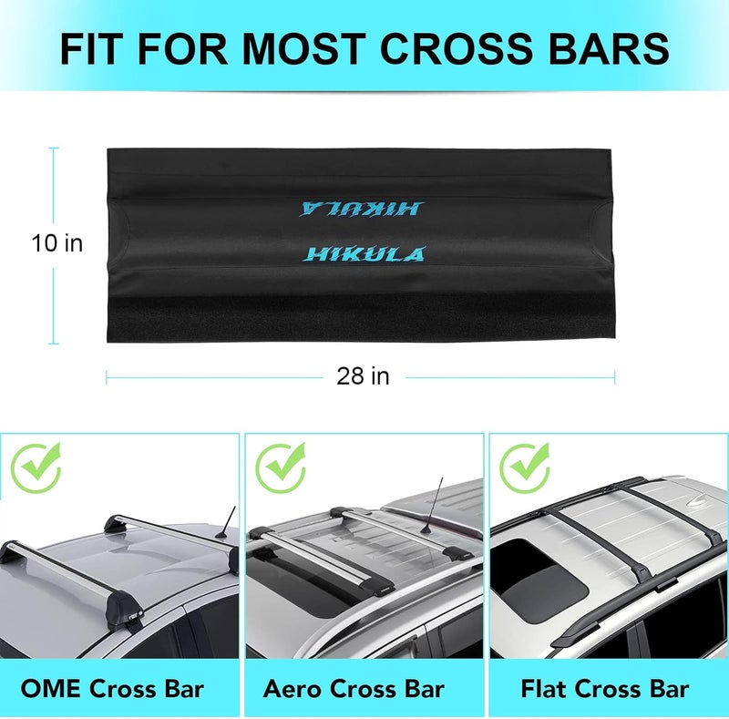 HIKULA 28" Soft Aero Roof Rack Pads for Various Crossbars with Two 15' Premium Scratch Resistant Silicone Buckle Tie Down Straps for SUPs, Surfboards, Kayaks, Canoes Includes Storage Bag - Image 2